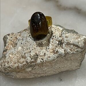 Gold and Brown Tiger Stone Women's Ring